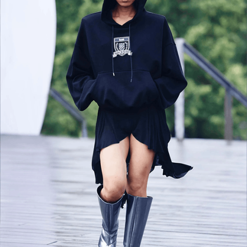 크롭 로고 후드